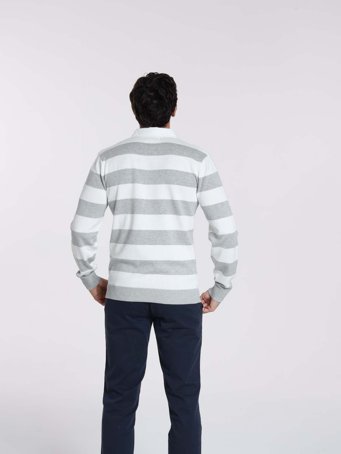 Pull RACING Gris Chine/Blanc