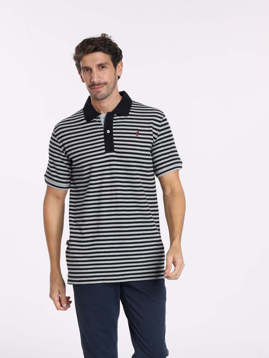 Polo OSAKA Marine/Gris Chine